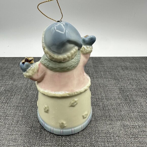 Formalities Ceramic Snowman Bell Ornament Dangling Feet Gold Stars Christmas - Picture 7 of 11